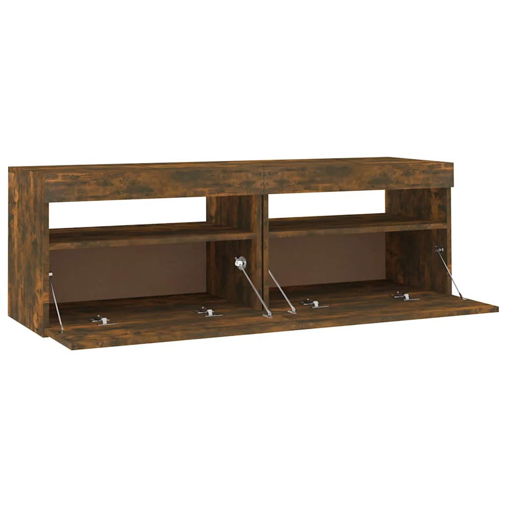 Mobile Porta TV con Luci LED Rovere Fumo 120x35x40 cm - homemem39