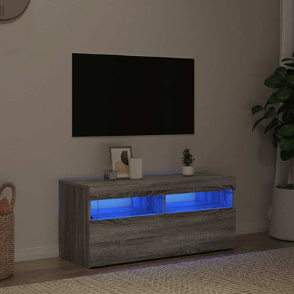 Mobile Porta TV con Luci LED Grigio Sonoma 90x35x40 cm - homemem39