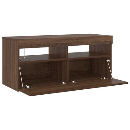 Mobile Porta TV con Luci LED Rovere Marrone 90x35x40 cm - homemem39