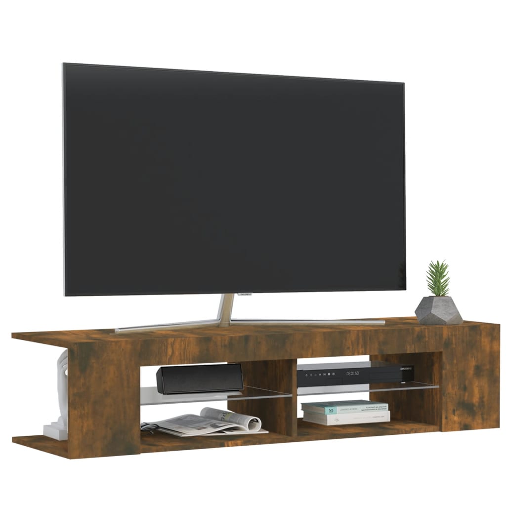 Mobile Porta TV con Luci LED Rovere Fumo 135x39x30 cm - homemem39
