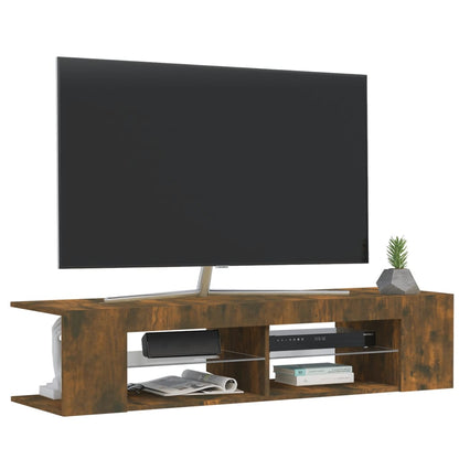 Mobile Porta TV con Luci LED Rovere Fumo 135x39x30 cm - homemem39