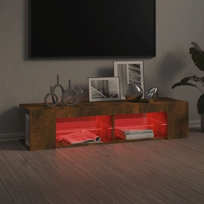 Mobile Porta TV con Luci LED Rovere Fumo 135x39x30 cm - homemem39