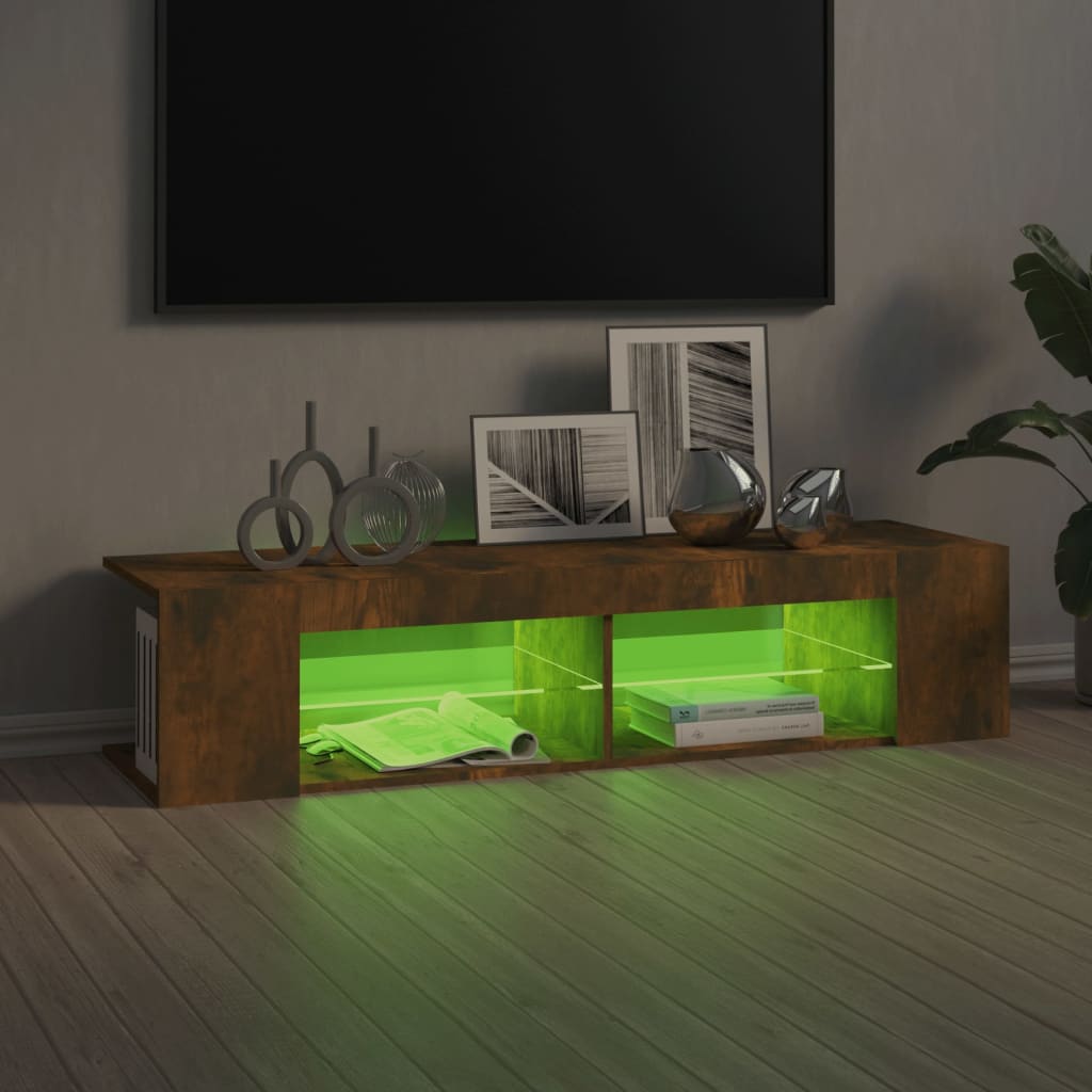 Mobile Porta TV con Luci LED Rovere Fumo 135x39x30 cm - homemem39
