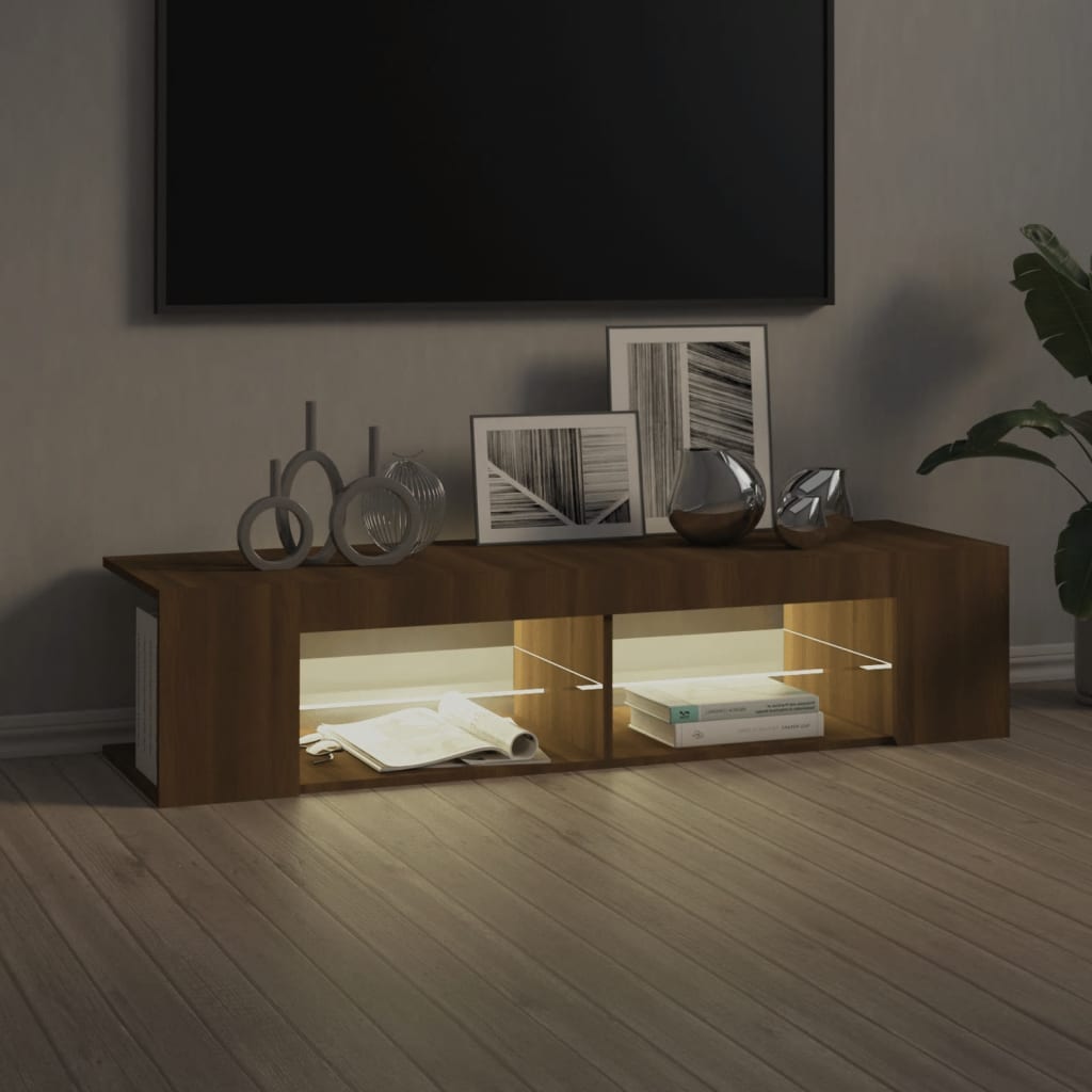 Mobile Porta TV con Luci LED Rovere Marrone 135x39x30 cm - homemem39