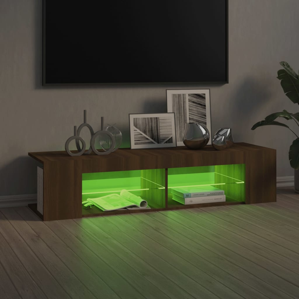 Mobile Porta TV con Luci LED Rovere Marrone 135x39x30 cm - homemem39