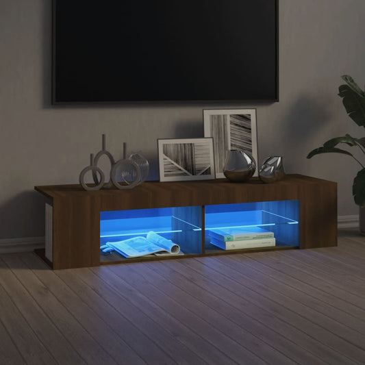Mobile Porta TV con Luci LED Rovere Marrone 135x39x30 cm - homemem39