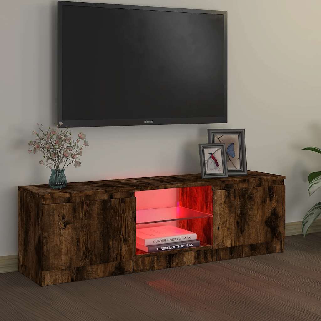Mobile Porta TV con Luci LED Rovere Fumo 120x30x36 cm - homemem39