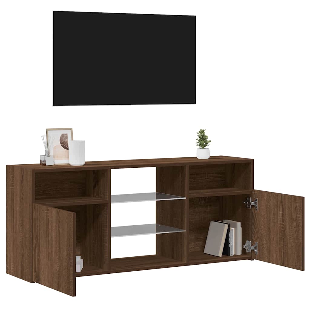 Mobile Porta TV con Luci LED Rovere Marrone 120x30x50 cm - homemem39