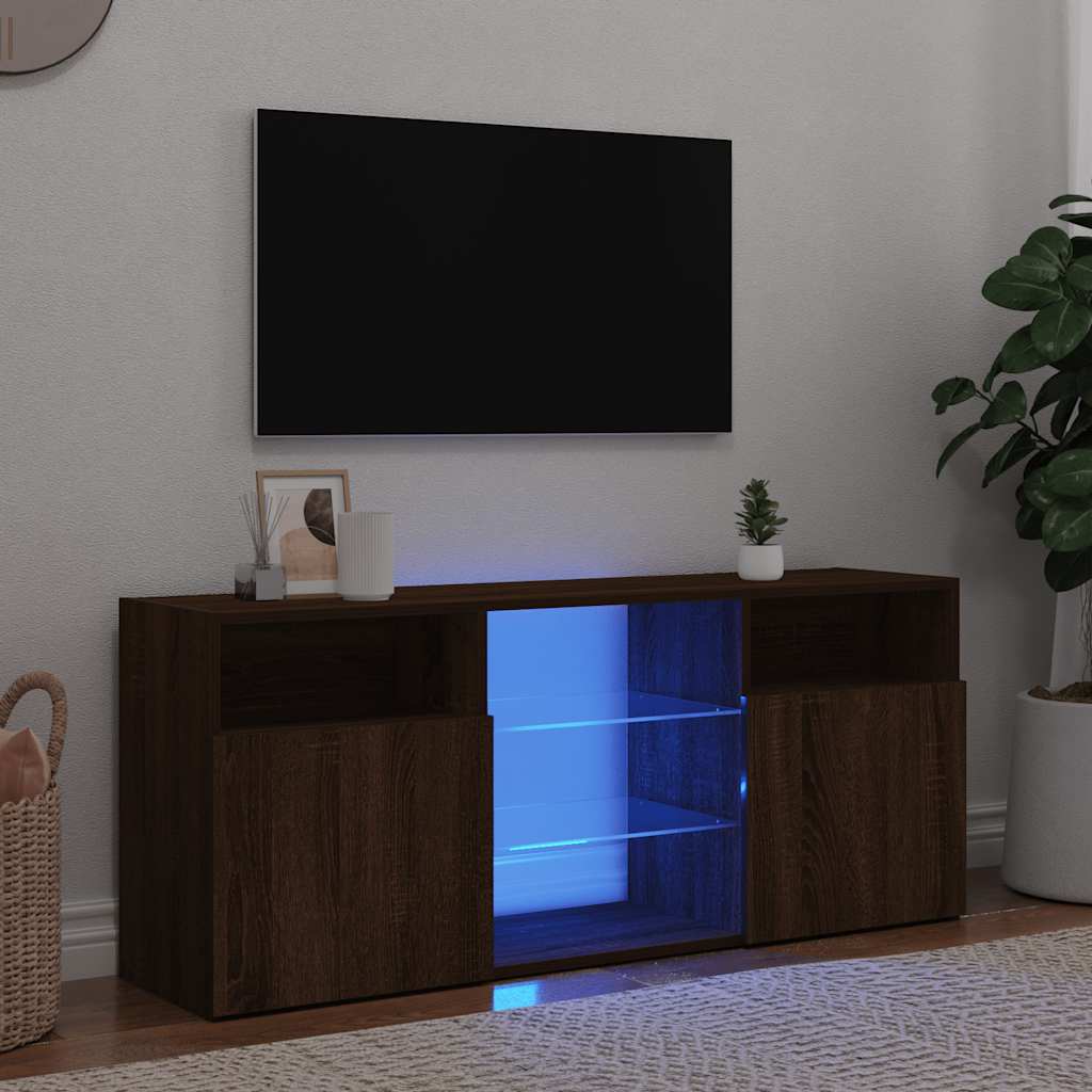 Mobile Porta TV con Luci LED Rovere Marrone 120x30x50 cm - homemem39
