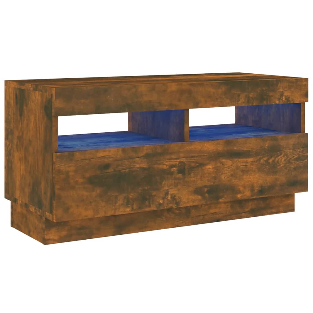 Mobile Porta TV con Luci LED Rovere Fumo 80x35x40 cm - homemem39