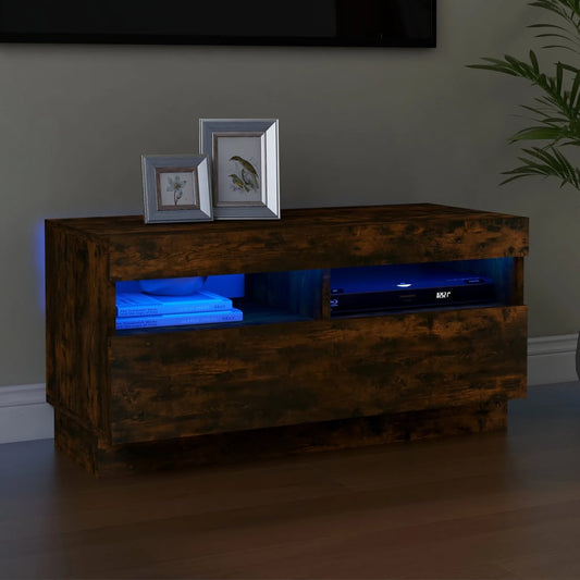 Mobile Porta TV con Luci LED Rovere Fumo 80x35x40 cm - homemem39
