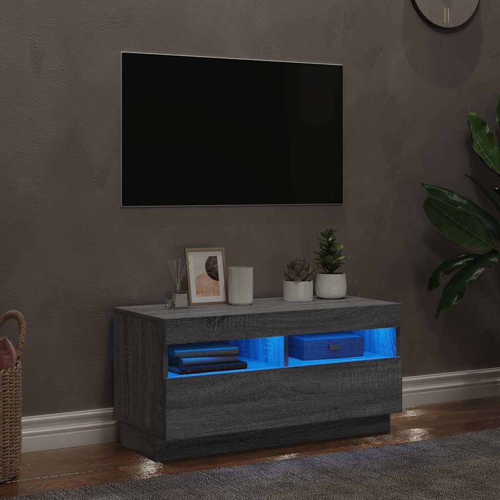 Mobile Porta TV con Luci LED Grigio Sonoma 80x35x40 cm