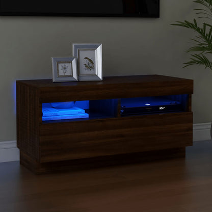 Mobile Porta TV con Luci LED Rovere Marrone 80x35x40 cm - homemem39