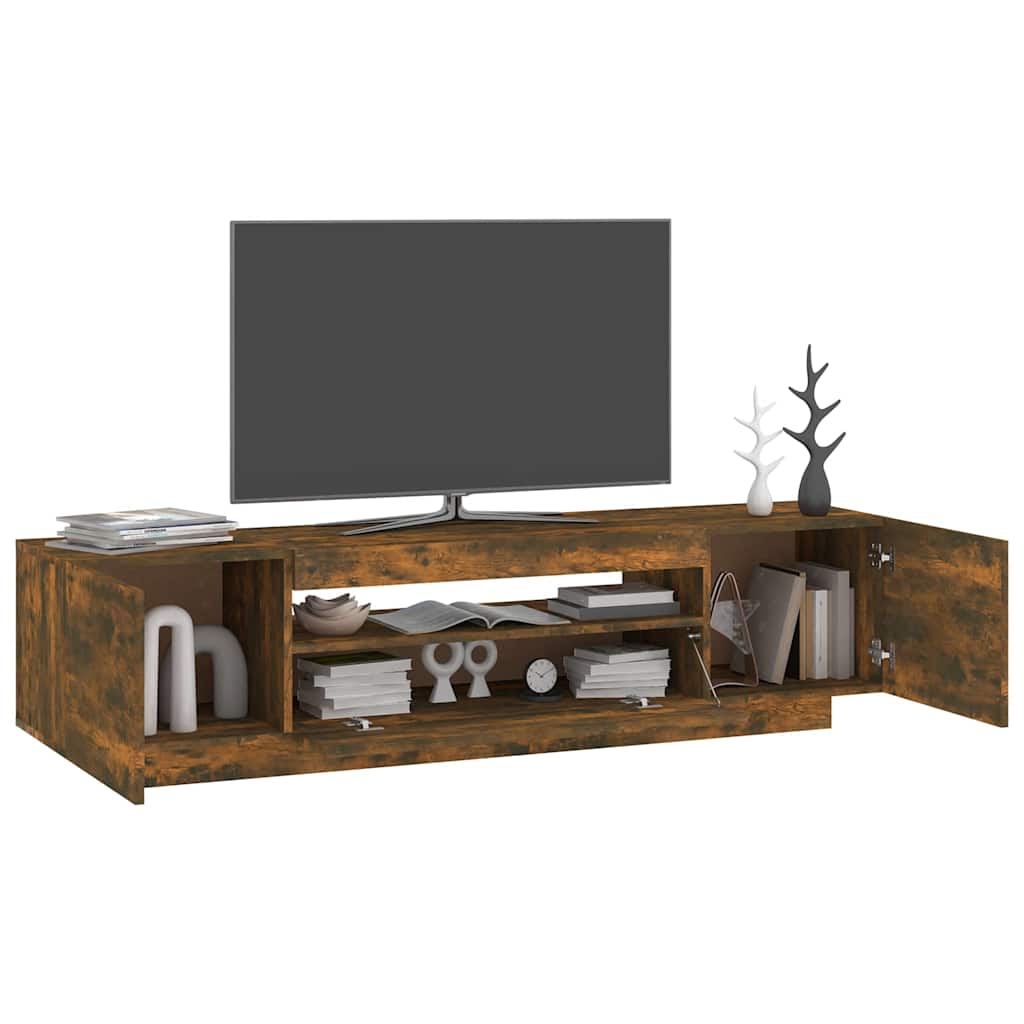 Mobile Porta TV con Luci LED Rovere Fumo 160x35x40 cm - homemem39