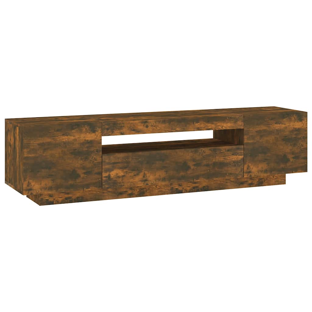 Mobile Porta TV con Luci LED Rovere Fumo 160x35x40 cm - homemem39