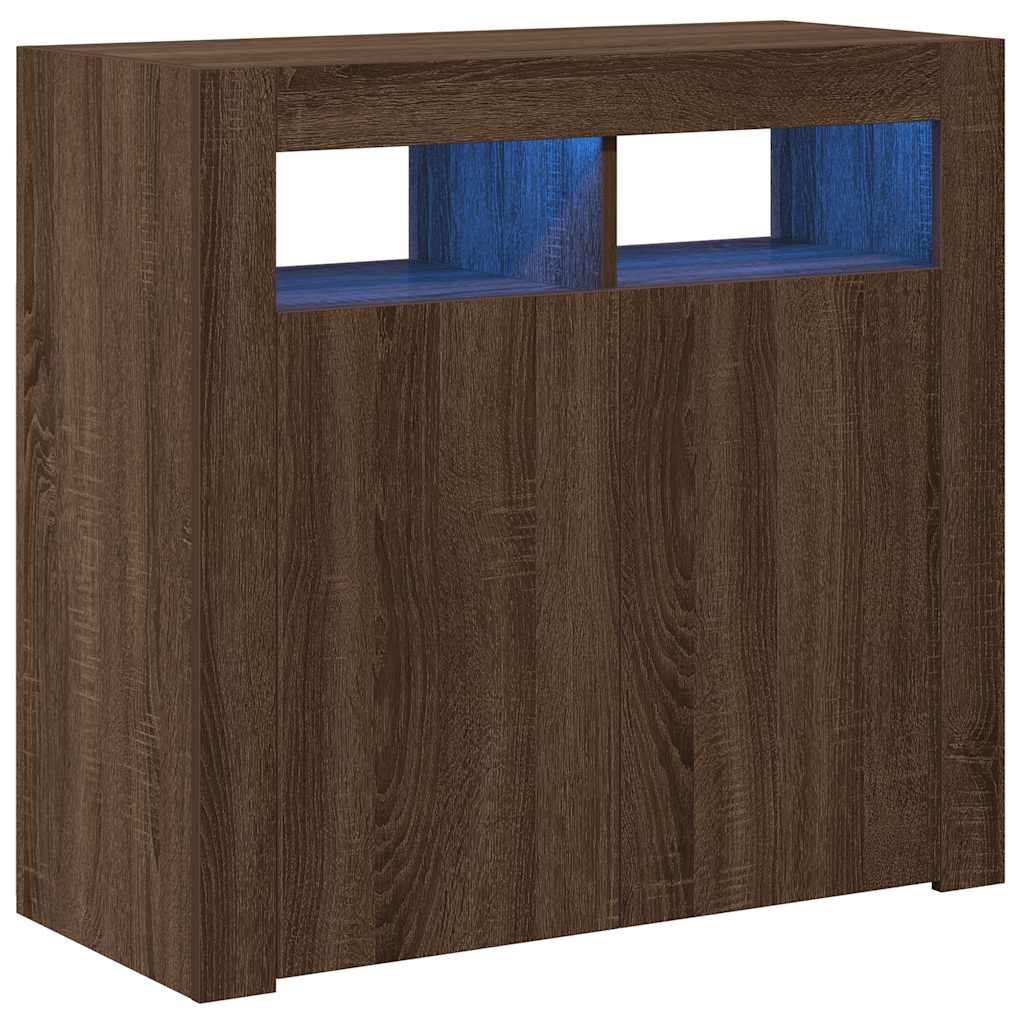 Credenza con Luci LED Rovere Marrone 80x35x75 cm - homemem39