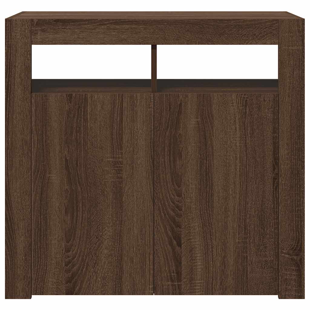 Credenza con Luci LED Rovere Marrone 80x35x75 cm - homemem39