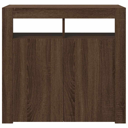 Credenza con Luci LED Rovere Marrone 80x35x75 cm - homemem39