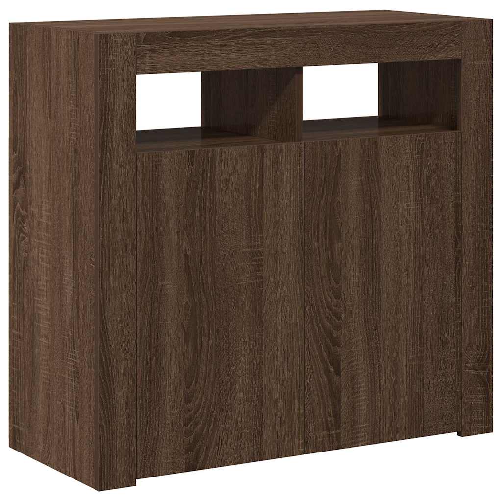Credenza con Luci LED Rovere Marrone 80x35x75 cm - homemem39