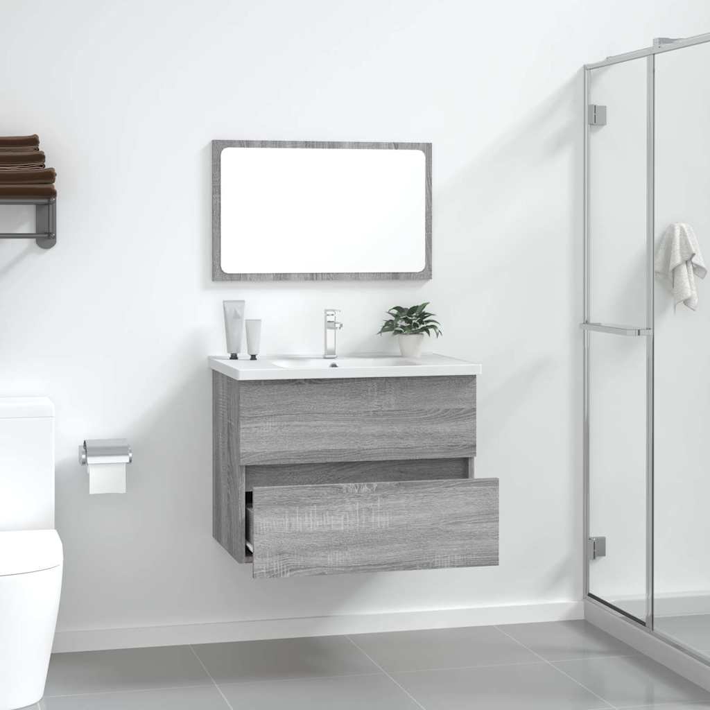 Set Mobili da Bagno 2 pz Grigio Sonoma in Legno Multistrato | homemem39