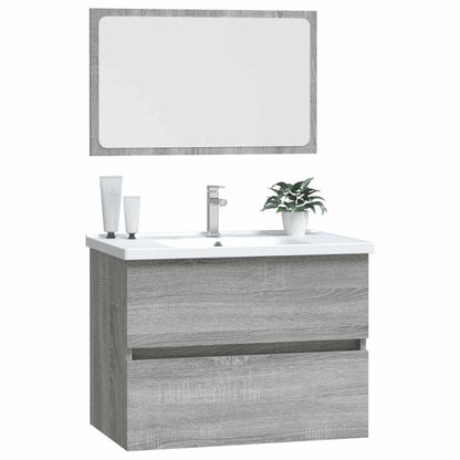 Set Mobili da Bagno 2 pz Grigio Sonoma in Legno Multistrato