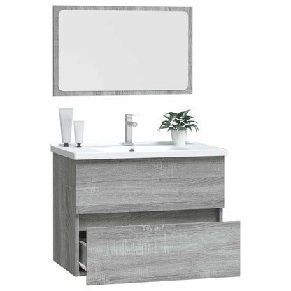 Set Mobili da Bagno 2 pz Grigio Sonoma in Legno Multistrato
