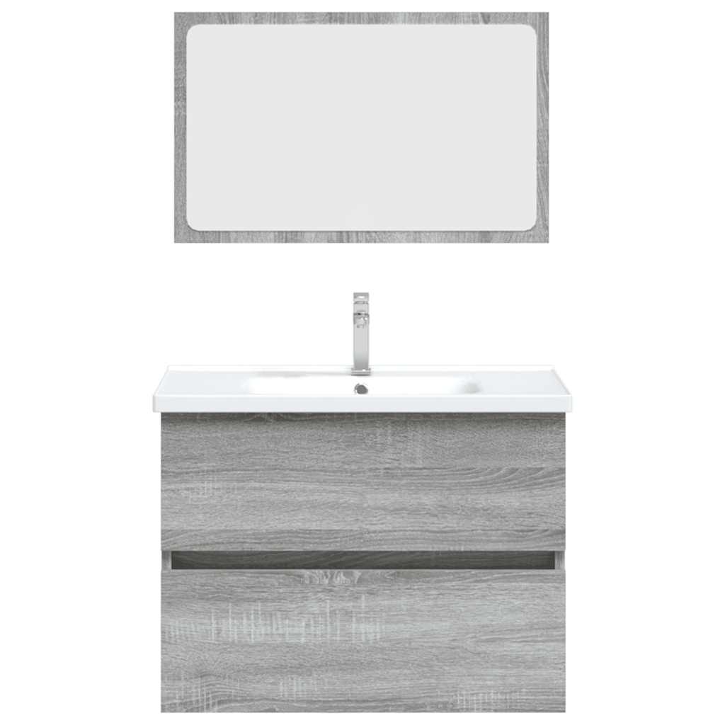 Set Mobili da Bagno 2 pz Grigio Sonoma in Legno Multistrato | homemem39