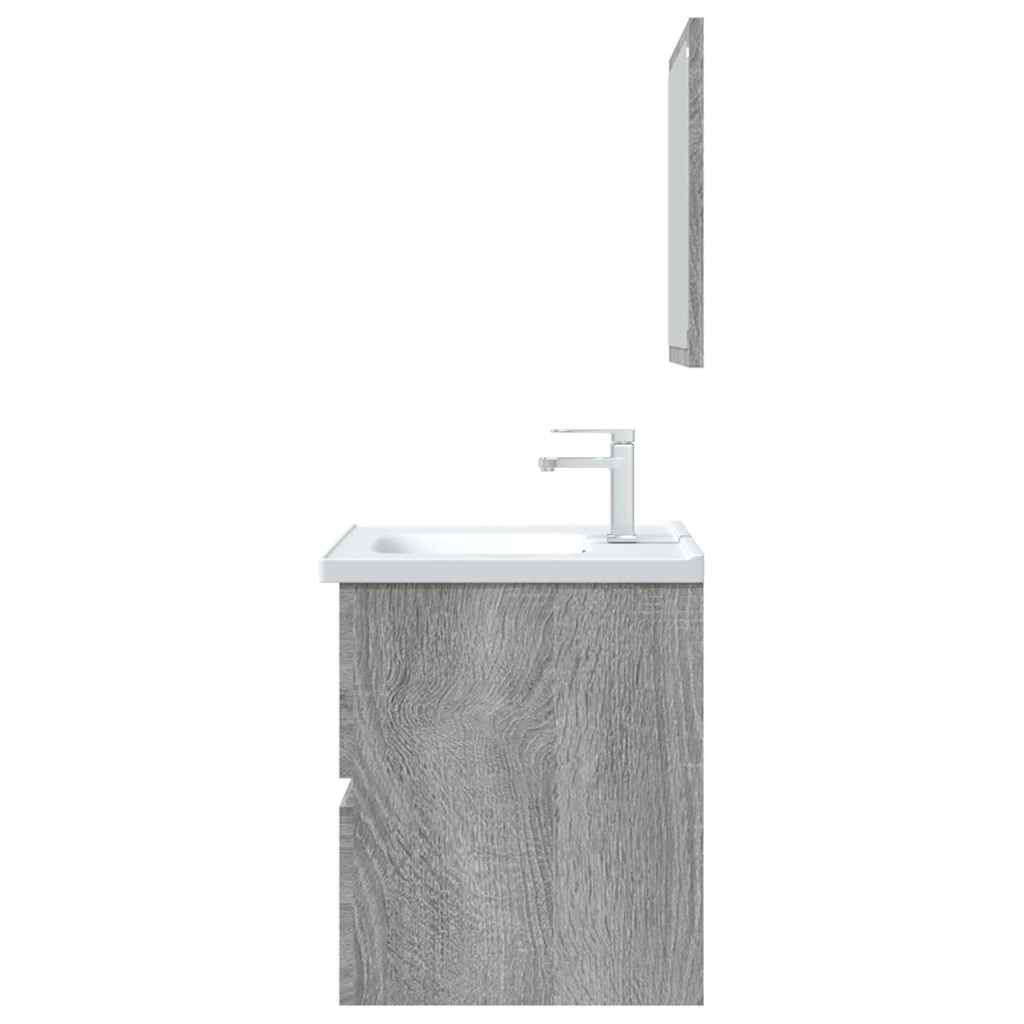 Set Mobili da Bagno 2 pz Grigio Sonoma in Legno Multistrato