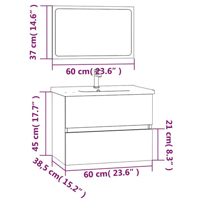 Set Mobili da Bagno 2 pz Grigio Sonoma in Legno Multistrato | homemem39