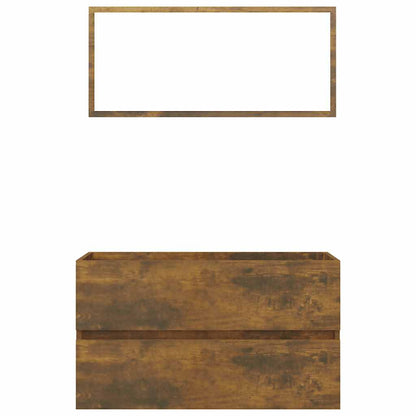 Set Mobili da Bagno 2 pz Rovere Fumo in Legno Multistrato | homemem39