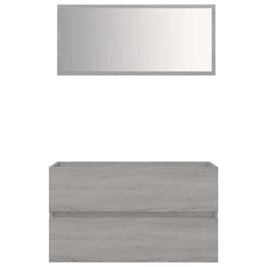 Set Mobili da Bagno 2 pz Grigio Sonoma in Legno Multistrato | homemem39