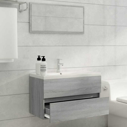 Set Mobili da Bagno 2 pz Grigio Sonoma in Legno Multistrato | homemem39