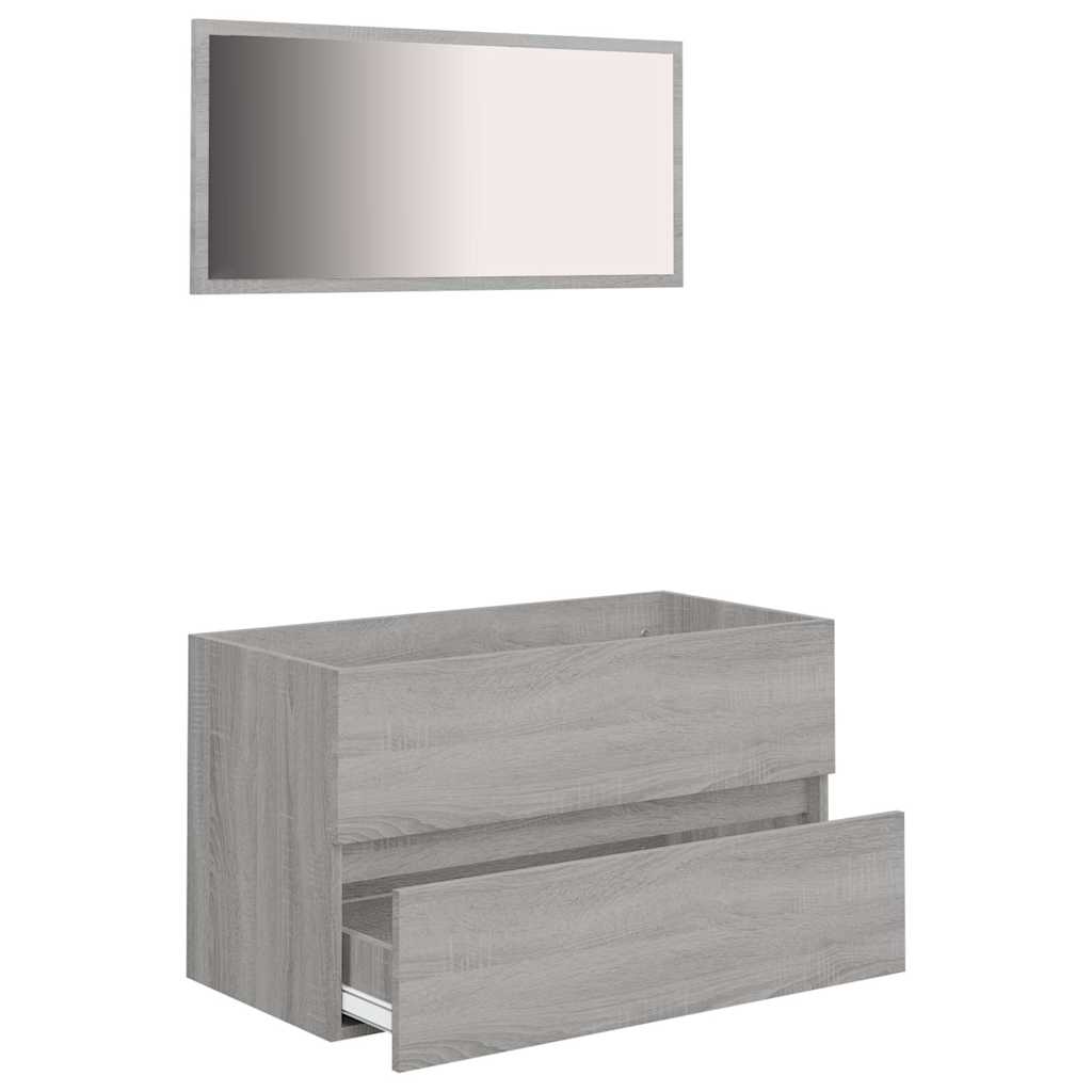 Set Mobili da Bagno 2 pz Grigio Sonoma in Legno Multistrato | homemem39