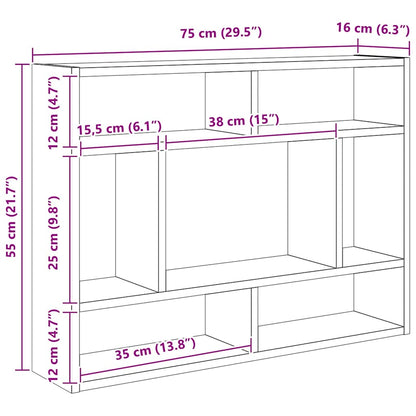 Mensola a Muro Rovere Fumo 75x16x55 cm in Legno Multistrato | homemem39