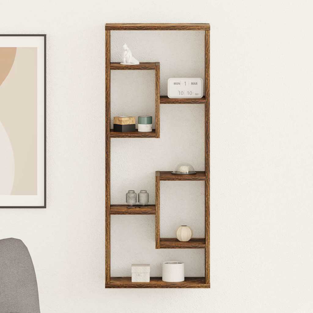 Mensola a Muro Rovere Fumo 36x16x90 cm in Legno Multistrato | homemem39