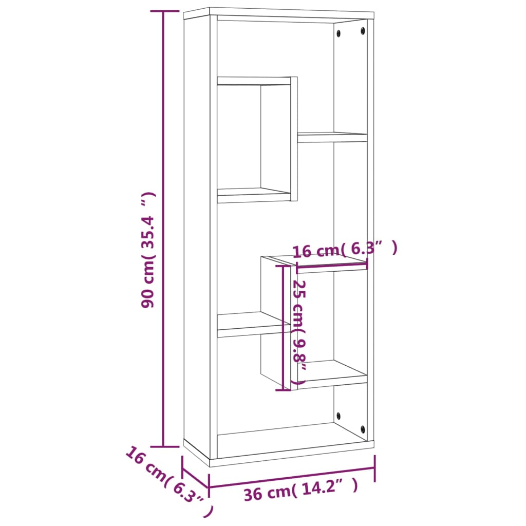 Mensola a Muro Grigio Sonoma 36x16x90 cm in Legno Multistrato | homemem39