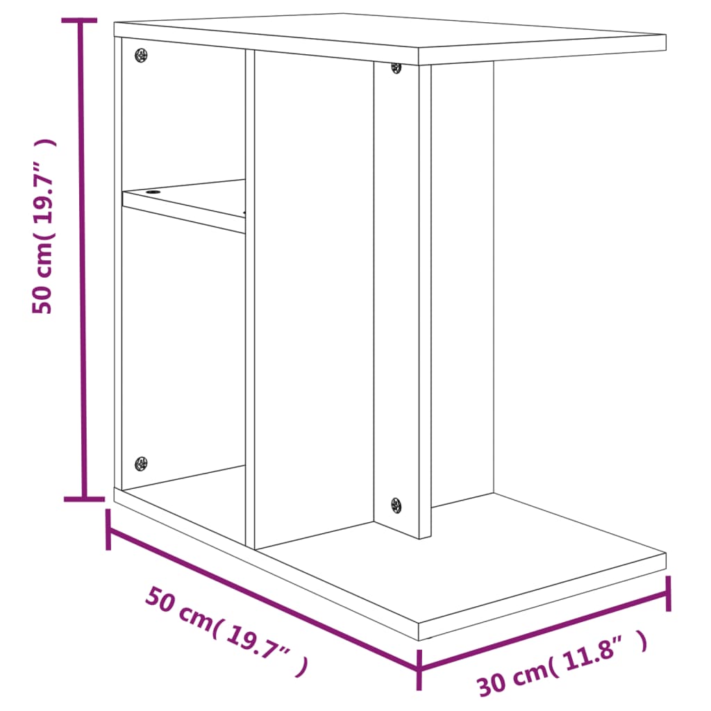 Tavolino da Salotto Rovere Marrone 50x30x50cm Legno Multistrato | homemem39