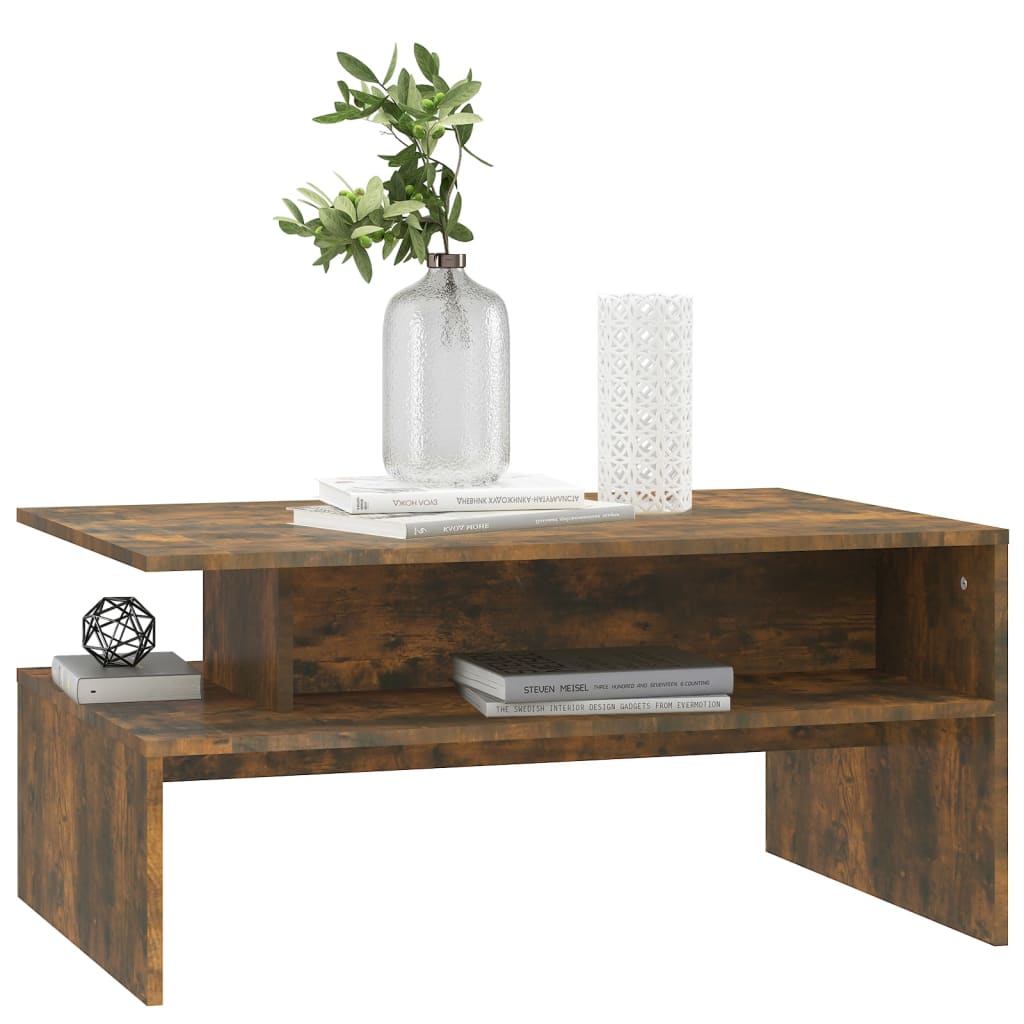 Tavolino da Salotto Rovere Fumo 90x60x42,5 cm Legno Multistrato | homemem39
