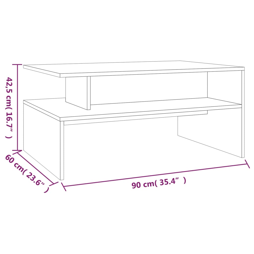 Tavolino da Salotto Rovere Fumo 90x60x42,5 cm Legno Multistrato | homemem39