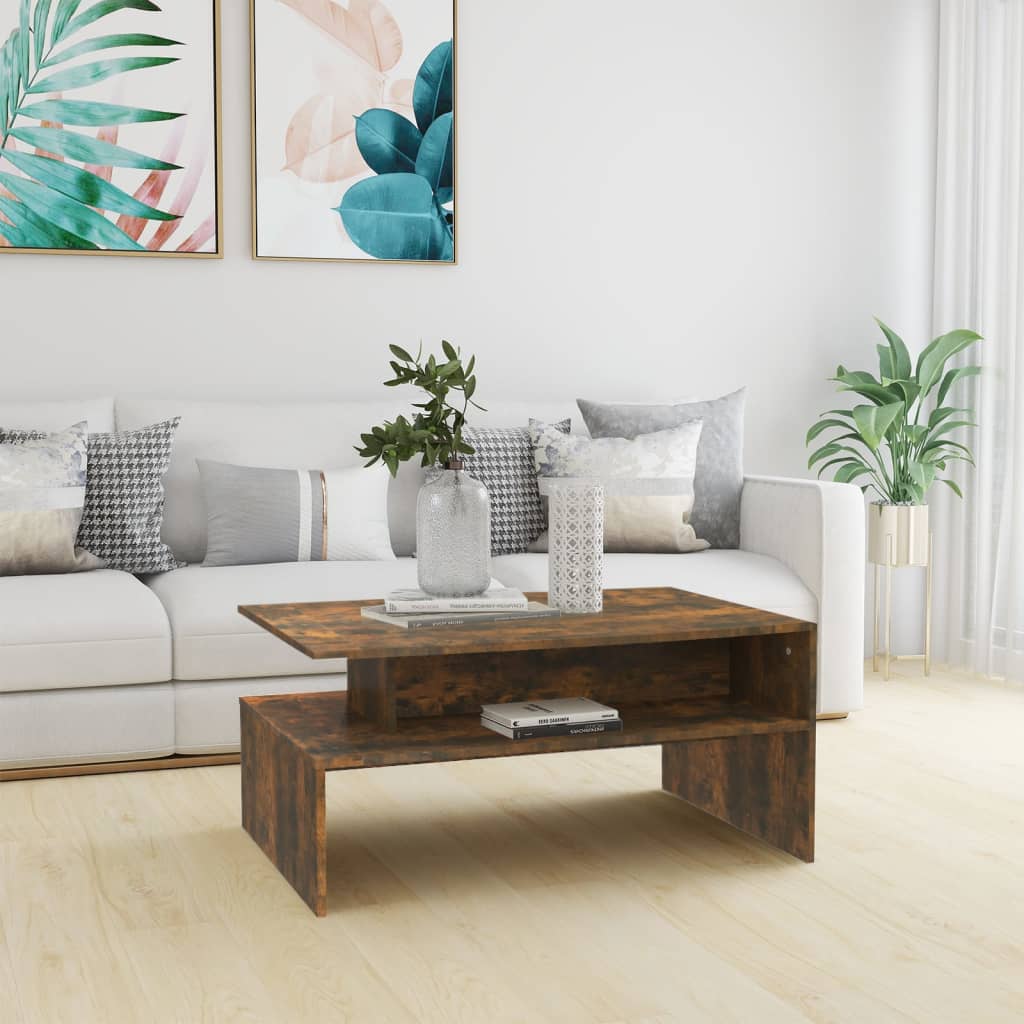 Tavolino da Salotto Rovere Fumo 90x60x42,5 cm Legno Multistrato | homemem39