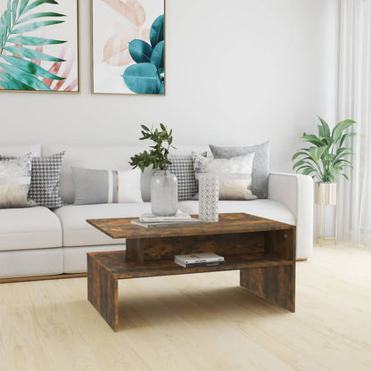 Tavolino da Salotto Rovere Fumo 90x60x42,5 cm Legno Multistrato | homemem39