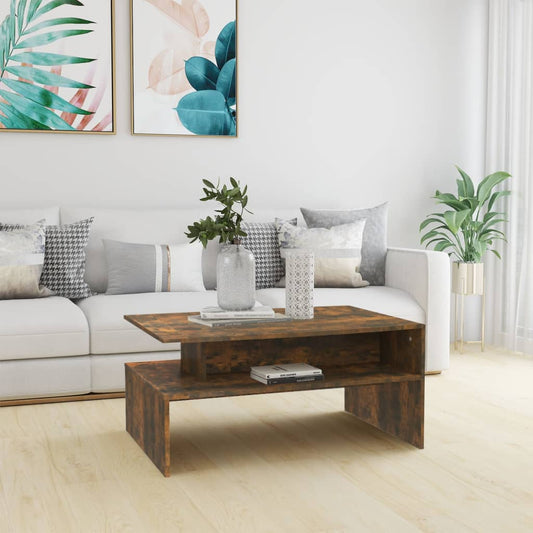 Tavolino da Salotto Rovere Fumo 90x60x42,5 cm Legno Multistrato | homemem39