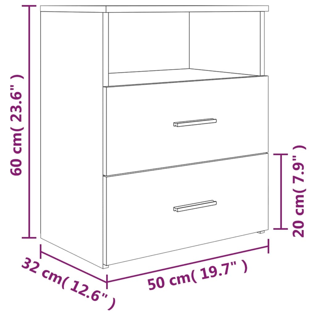 Comodini 2 pz Rovere Fumo 50x32x60 cm - homemem39