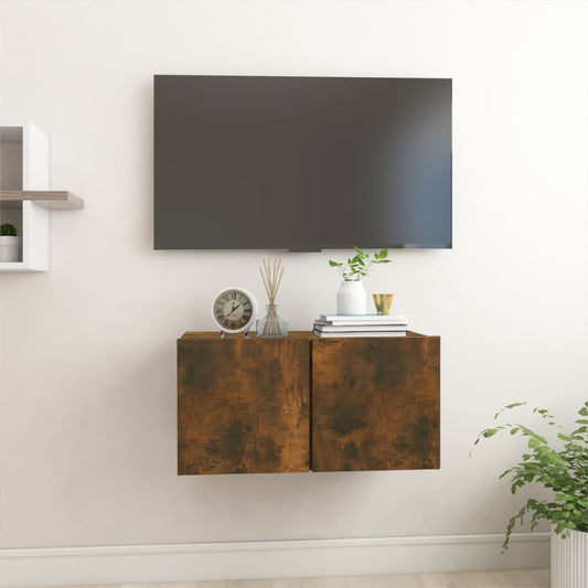 Mobile TV Pensile Rovere Fumo 60x30x30 cm in Legno Multistrato - homemem39