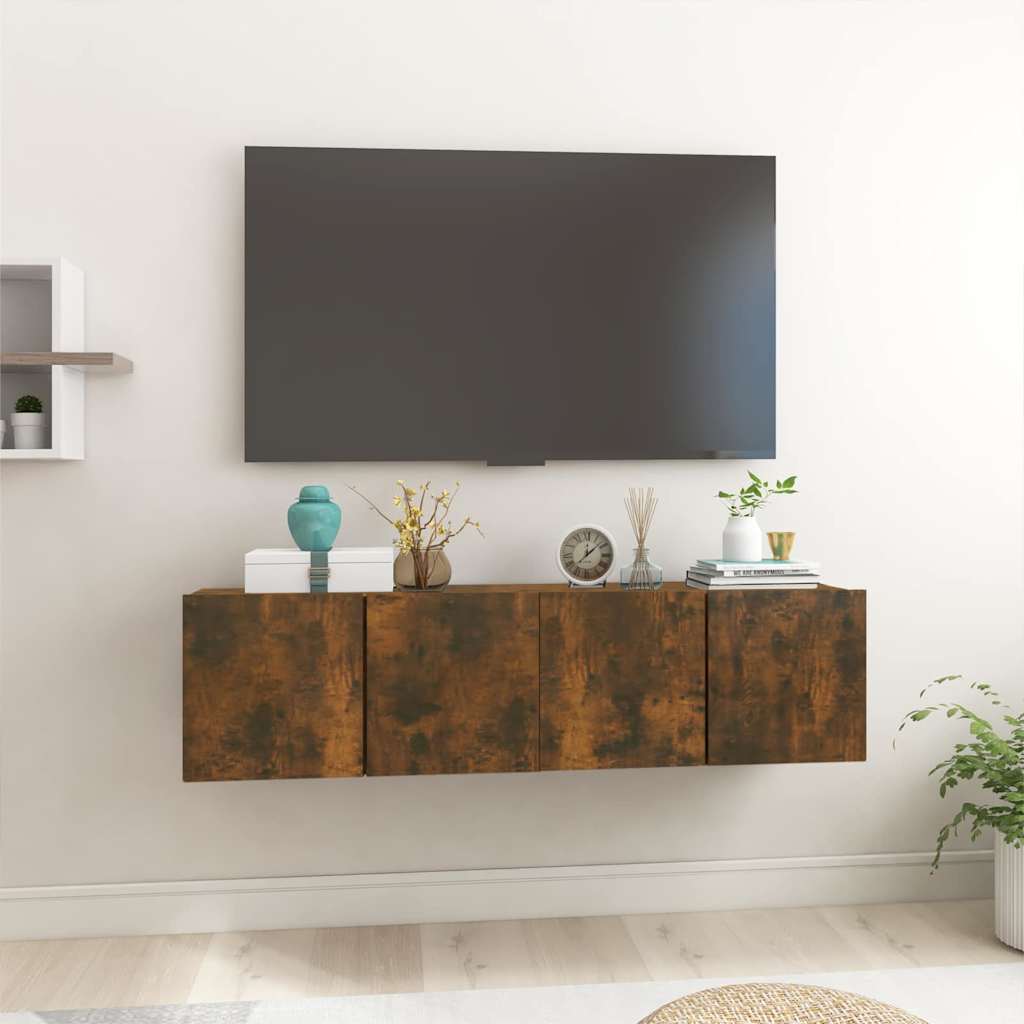 Mobili Porta TV Pensili 2 pz Rovere Fumo 60x30x30 cm - homemem39