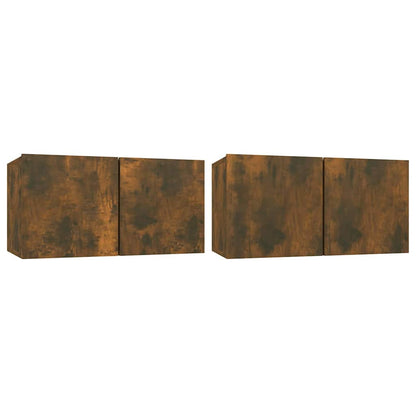 Mobili Porta TV Pensili 2 pz Rovere Fumo 60x30x30 cm - homemem39