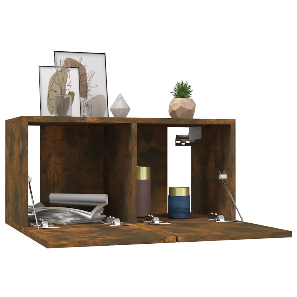 Mobili Porta TV Pensili 2 pz Rovere Fumo 60x30x30 cm - homemem39