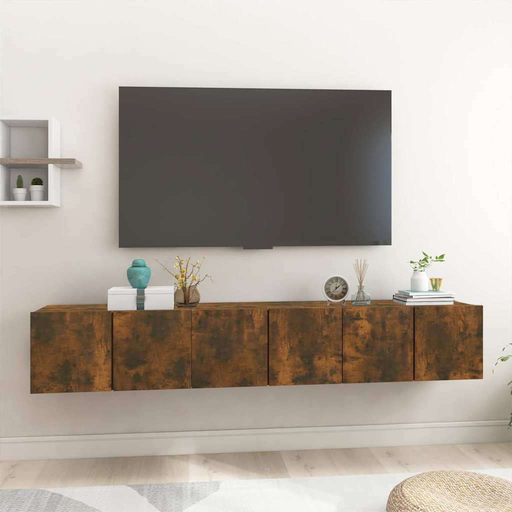 Mobili Porta TV Pensili 3 pz Rovere Fumo 60x30x30 cm - homemem39