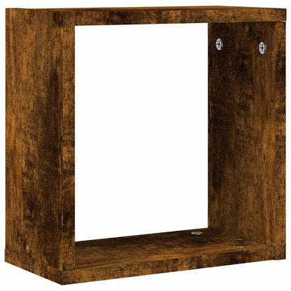 Mensole a Cubo 2 pz Rovere Fumo 30x15x30 cm | homemem39