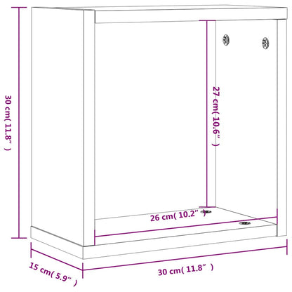 Mensole a Cubo 2 pz Rovere Fumo 30x15x30 cm | homemem39